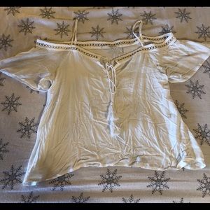 White Off The Shoulder Boho Shirt